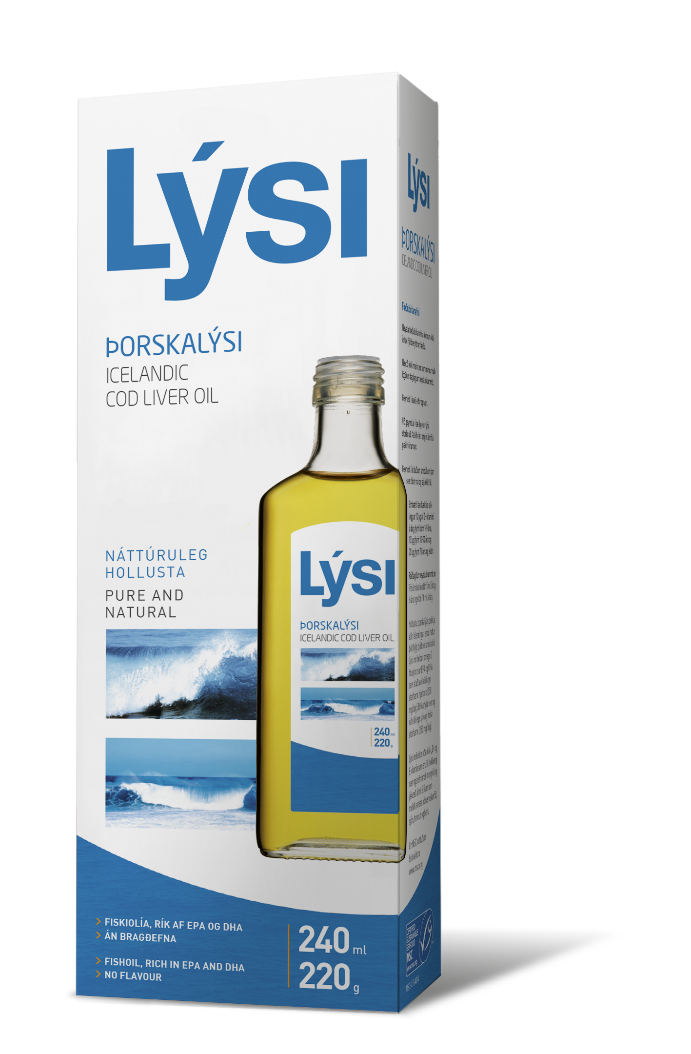 Ulei din ficat de cod natural Lysi, 240 ml